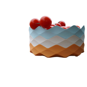 Wave Edge Stackable Fruit Bowl Plastic Minimalist Design Home Use Snack Storage <b>Container</b> - Product Image 3