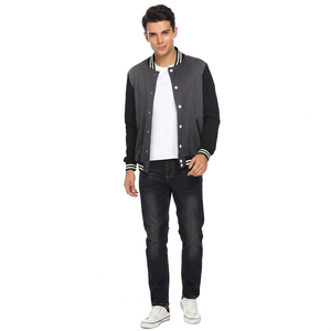 Custom High Quality <b>Men's</b> Varsity <b>Jacket</b> with Front Logo Stand Collar 100% Cotton Breathable <b>for</b> Winter College <b>Baseball</b> Use - Product Image 1