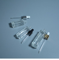 Flacon compte-gouttes carré en verre transparent de 3 ml, 5 ml, 7 ml, 10 ml, 20 ml pour huiles essentielles, flacon de sérum rechargeable, emballage en gros