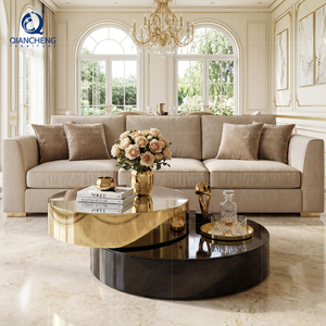 Tavolino da Caffè Multifunzione QIANCHENG Stile Francese Contemporaneo con Specchio per Soggiorno <span class=keywords><strong>Nero</strong></span> e Oro Piano in <span class=keywords><strong>Vetro</strong></span> <span class=keywords><strong>Temperato</strong></span> Smart - Product Image 4