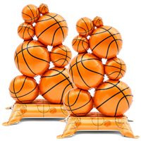 Tour de ballons en aluminium sur le thème du basketball orange, autoportante, avec base de terrain de jeu