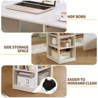 Bureau d'ordinateur pliable extensible avec prises électriques, étagères ouvertes à 3 niveaux, table coulissante sur roulettes cachées