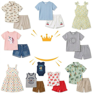 Conjunto de Ropa Ligera de Verano para Niños, Unisex, Niños y Niñas, Traje de 2 Piezas de Manga Corta, Estilos Variados, Entrega con Surtido Aleatorio - Product Image 1