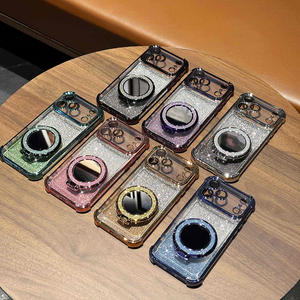 Coque miroir scintillante magnétique avec support pour Iphone 17 Air 16 Pro Max 15 Plus 17 14 13 12 <span class=keywords><strong>11</strong></span> Pro Max Back Cover - Product Image 2