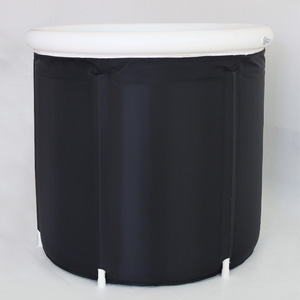 Baignoire gonflable ronde pliable en PVC pour adultes, noir et blanc - Product Image 4
