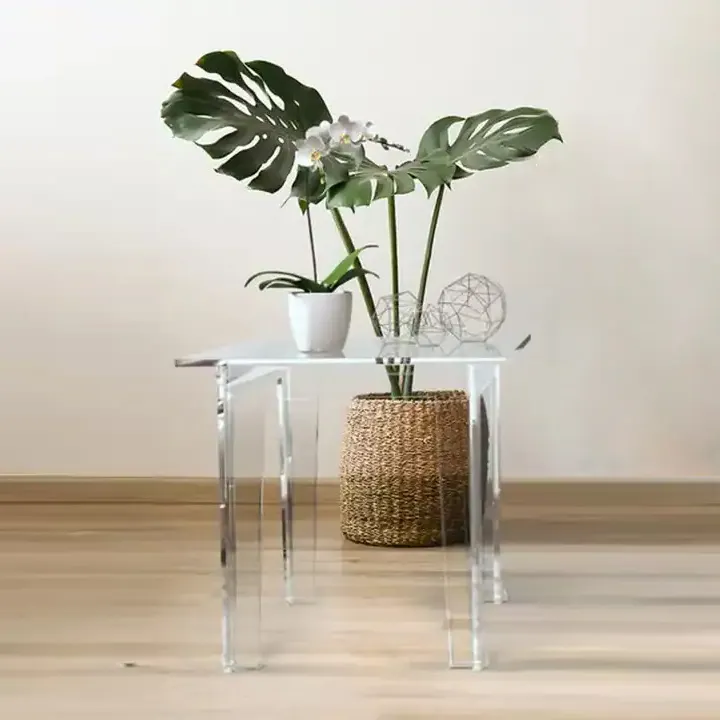 Ensemble de table à manger en verre trempé acrylique personnalisé Console transparente de salle à manger Table en plexiglas au design moderne mobilier d'appartement