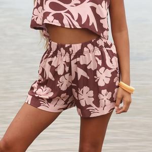 Pantalones Cortos Hawaianos Estampados Personalizados, Pantalones Cortos de Lino 100% con Cintura Elástica Holgada de Lujo, OEM - Product Image 3