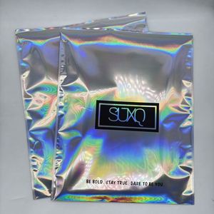 Stock Size Custom LOGO Holographic Mailer Glossy Aluminium Laser Shipping Mailer for Clothing Mailing Bags Small Medium Big - Product Image 4