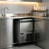 SAIGE -E150PS-50 Machine à glaçons commerciale sous comptoir, production quotidienne de 50 kg, stockage de 20 kg, dégivrage automatique, grands glaçons de 50x50mm pour