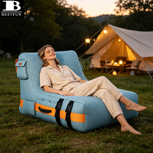Fauteuil-lit gonflable de luxe à pois, ergonomique, flottant, pour extérieur, avec poche porte-boissons, pour jardin et cour. - Product Image 3