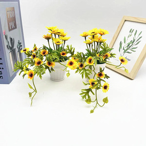 Plante artificielle de tournesol Paulon en pot, hauteur 16 cm, mini bonsaï rond pour la décoration intérieure - Product Image 2