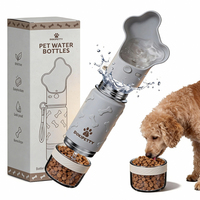 Bouteille d'eau pour chien en acier inoxydable avec gobelet à friandises amovible, gourde de voyage portable anti-fuite pour animaux de compagnie