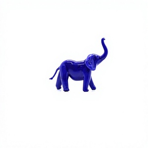 Indian Handmade Blown Artistic Blue Glass <b>Elephant</b> Figurine Animal Love Feng Shui Gift <b>Decor</b> for Christmas Halloween - Product Image 1
