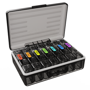 Pastillero Semanal Gujia <span class=keywords><strong>de</strong></span> Gran Capacidad con 28 Compartimentos, Ecológico, Multifuncional, <span class=keywords><strong>de</strong></span> ABS/PP y Silicona, Color Negro - Product Image 1