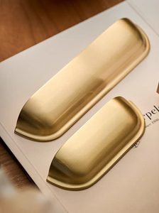 热销实心黄铜金色橱柜拉手 半月形贝壳拉手 适用于厨房橱柜 - Product Image 2