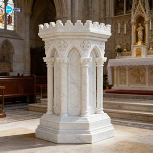 现代大教堂大理石讲坛讲台基督教石雕雕塑，适用于教堂和寺庙户外使用 - Product Image 3
