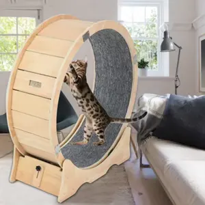 MEOW LOVE PET Wholesale Indoor Pet Interactive Movement Toys Cat Large Exercise Running Wheel Wood Cat Wheel Treadmill For Pets