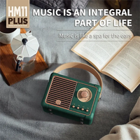 HM11 Speaker Bluetooth Nirkabel Retro Speaker Radio Mini Portabel dengan Kartu FM TF USB AUX untuk Rumah, Perjalanan Luar Ruangan