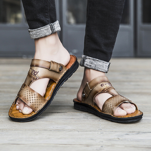 Sandalias Planas de Cuero HappyChina, Sandalias de Cuero Negras para Exteriores, Antideslizantes, Deportivas, para Senderismo, para Hombre - Product Image 4
