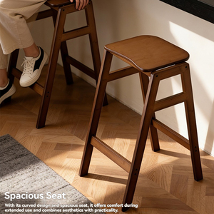Taburete de Bar de Bambú, Silla Alta de <span class=keywords><strong>Cocina</strong></span>, Taburete Alto para <span class=keywords><strong>Barra</strong></span>, Silla de Bar de Madera para Isla de <span class=keywords><strong>Cocina</strong></span>, Hogar, Restaurante, Cafetería - Product Image 1