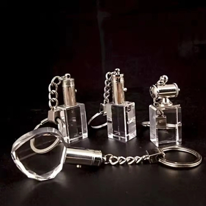 Honor of Crystal Customizable Logo Led 3d Laser Engraving Blank Crystal Keychain for Souvenir Gift