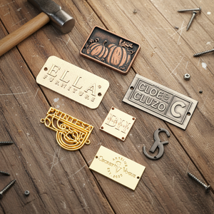 Etiquetas Metálicas 3D de Aleación para Ropa, Logotipo Grabado Personalizado, Etiquetas Pequeñas para Bolsos de Traje de Baño, Transferencias Plegables con Logotipo de Marca - Product Image 1