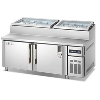 Table de préparation réfrigérée pour pizzas et sandwichs, comptoir commercial, réfrigérateur à salades, équipement de réfrigération pour salades - Vente directe usine