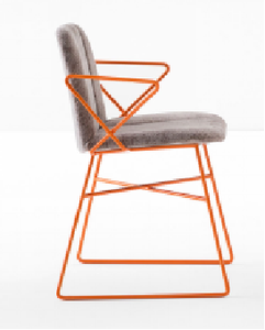 Chaises de salle à manger modernes de luxe avec revêtement en tissu gris et pieds en fer pour la maison, le bureau, l'hôtel, la cuisine - Product Image 3