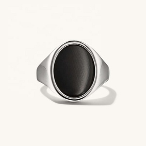 خواتم رجالي من الفضة الإسترلينية 925, أحجار كريمة من أحجار كريمة سوداء من العقيق ، خواتم رجالية من الفضة الإسترلينية - Product Image 5