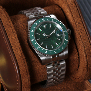 นาฬิกาข้อมือ MINUTETIME NH35 ระบบจักรกล ตัวเลขอาหรับสีเขียว ขอบเซรามิก สำหรับผู้ชาย ระบบอัตโนมัติ หน้าปัดลายใบไม้ กันน้ำ - Product Image 4
