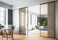 Porte coulissante en aluminium simple moderne sans rail Portes coulissantes minces ultra-étroites Maison à double vitrage personnalisée