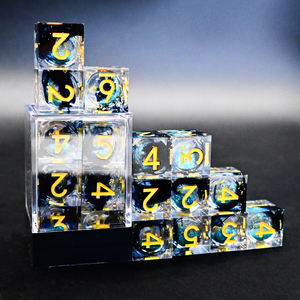 12 pièces Cube rouge or D6 acrylique plastique dés boîte polyédrique liquide noyau résines époxy guerre 40K Dnd Rpg dés - Product Image 3