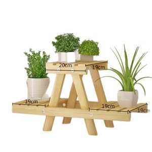Support à fleurs en bois à deux niveaux, étagère autoportante pour salon, balcon, présentoir de plantes, bois naturel brun - Product Image 5