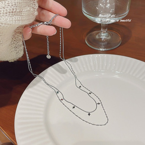 Collana Classica Stile Fiume Stellato, Gioiello Placcato Oro 18k in Acciaio Inossidabile, Doppio Strato <span class=keywords><strong>con</strong></span> Nappine e Perline - Product Image 6