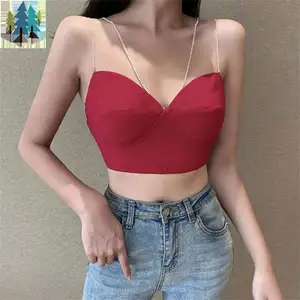 Thời Trang Sexy Tank Tops Vest Ngực Bọc 95% Polyester Đồng Bằng Màu Đen Sequin Strapless Áo Ngực Kim Cương Crop Boob Ống Phụ Nữ Hàng Đầu Phụ Nữ Phụ Nữ