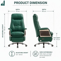 Chaise de bureau exécutive moderne en cuir à dossier haut, rembourrée, multi-inclinaison, avec roulettes silencieuses, pour usage commercial