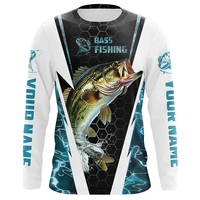 Protection BASS personnalisée UPF 50 + sublimation UV chemises à manches longues maille maillot de pêche respirant vêtements de pêche à séchage rapide pour hommes