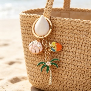 Porte-clés Plage Tropicale Palmier Coquillage Étoile <span class=keywords><strong>de</strong></span> Mer Émail Breloque <span class=keywords><strong>Sac</strong></span> Vacances d'Été Souvenir Voyage Femme Cadeau - Product Image 2