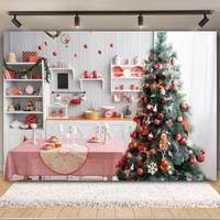 Latar Belakang Dapur Natal Lemari Retro Pohon Natal Dinding Kayu Pesta Keluarga Anak-anak Latar Belakang Fotografi Potret Studio Foto