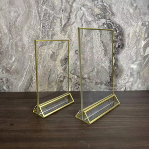 Marco de fotos de vidrio acrílico de doble cara de oro rosa para exhibición de hogar y Hotel abrazadera de imagen elegante para decoración de interiores - Product Image 1