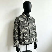 Veste de travail vintage pour homme, style streetwear, camouflage et lettrage, en sergé de coton épais avec poches poitrine et fermeture éclair