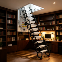 Échelle de grenier électrique escamotable avec télécommande, hauteur maximale 3,2 m, en acier au carbone, escalier dissimulé monté au plafond