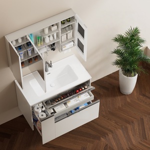 Multi functional Japanese style drawer <b>basket</b> integrated basin bathroom cabinet <b>for</b> <b>storage</b> - Product Image 4
