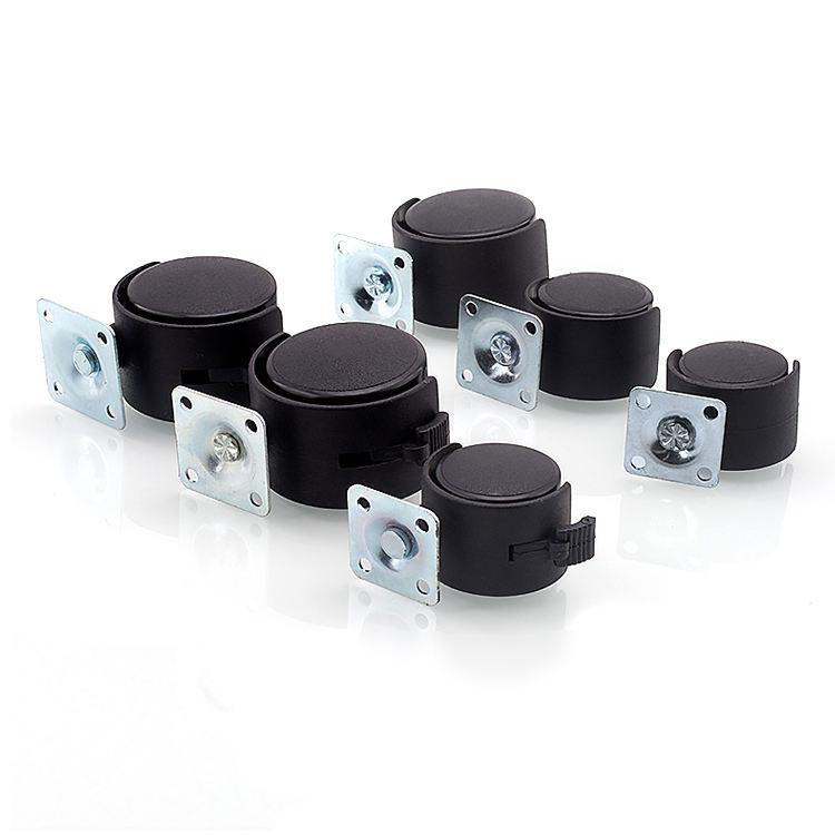 1.25/1.5/2 Inch Nylon Furniture Office Lockable Office Chair Caster Wheels With Brake for Trolley Bathroom Living