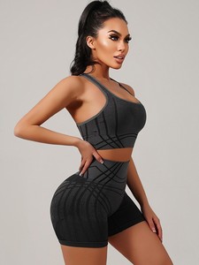 Nouvel ensemble de yoga 2 pièces imprimé léopard <span class=keywords><strong>dégradé</strong></span> sans couture, short taille haute effet push-up pêche, débardeur de sport élastique dos nageur - Product Image 2