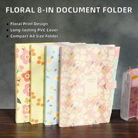 Organisateur/Planificateur A4 en PVC imprimé, série Fleurs Fragmentées, avec classeur de documents, pince à papier et rangement de données