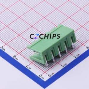 XY2500R-A-5.00-5P Plug-in Terminal Block Bent Lead Through Hole,P=5mm Connector Board-to-Board / Socket - Open 1x5P 5mm Green - Product Image 2