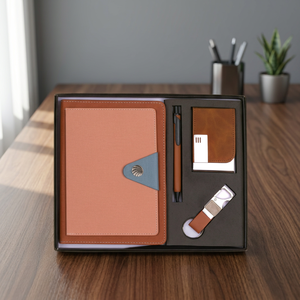 Leather Organizer <b>Planner</b> <b>A4</b> Size Hardcover with Pen Card Holder Keychain Gift Set PU Leather & PP Paper Diary - Product Image 3