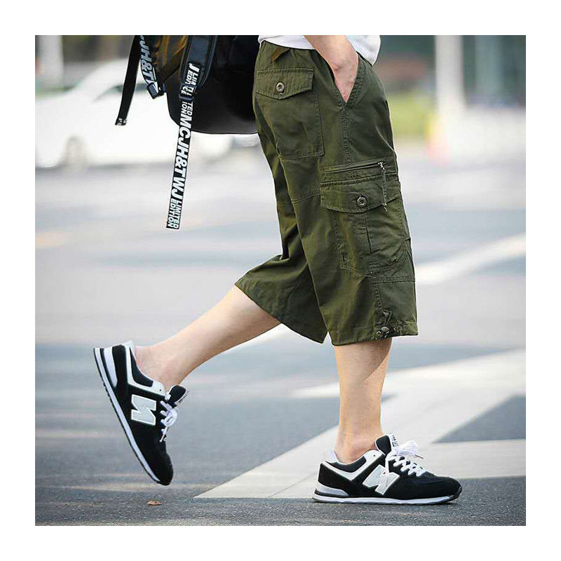 Pantaloni Cargo corti da uomo in cotone con vestibilità rilassata
