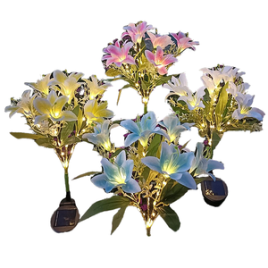 Solaire Étanche IP65 Petit 7 Tête Lily Pelouse Jardin LED <span class=keywords><strong>Lampadaire</strong></span> pour Mariage <span class=keywords><strong>Extérieur</strong></span> Fleur Artificielle Ornement - Product Image 1